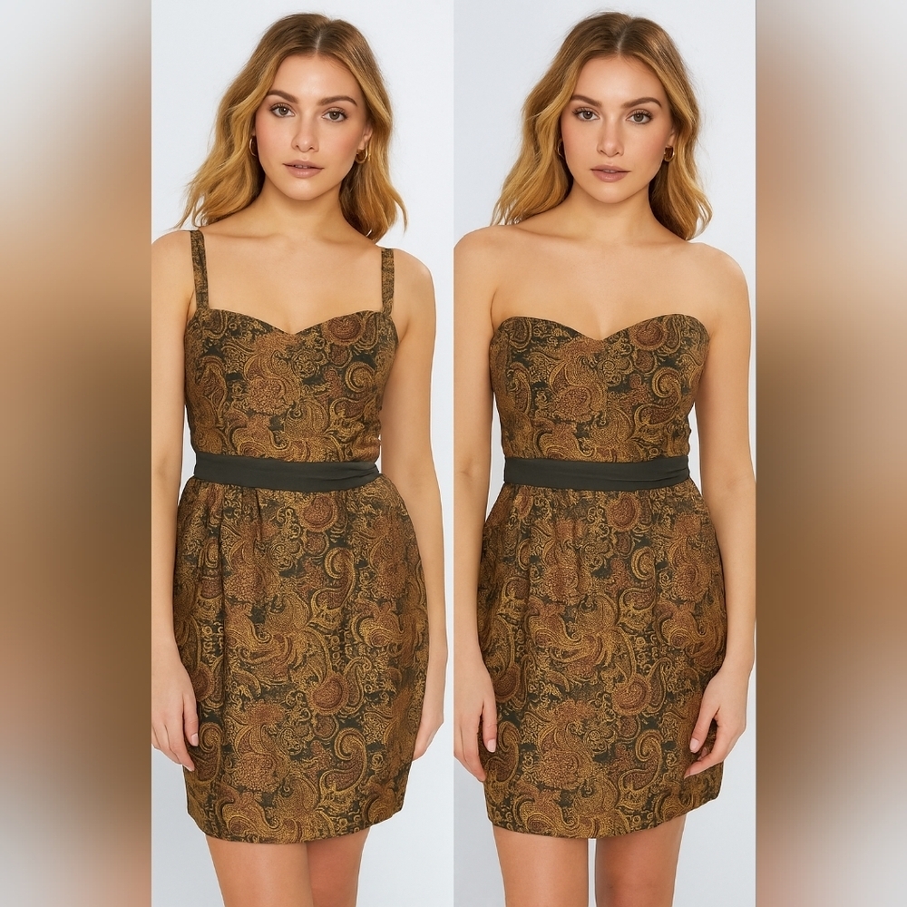 Michelle Antonelli Black & Gold Paisley Dress